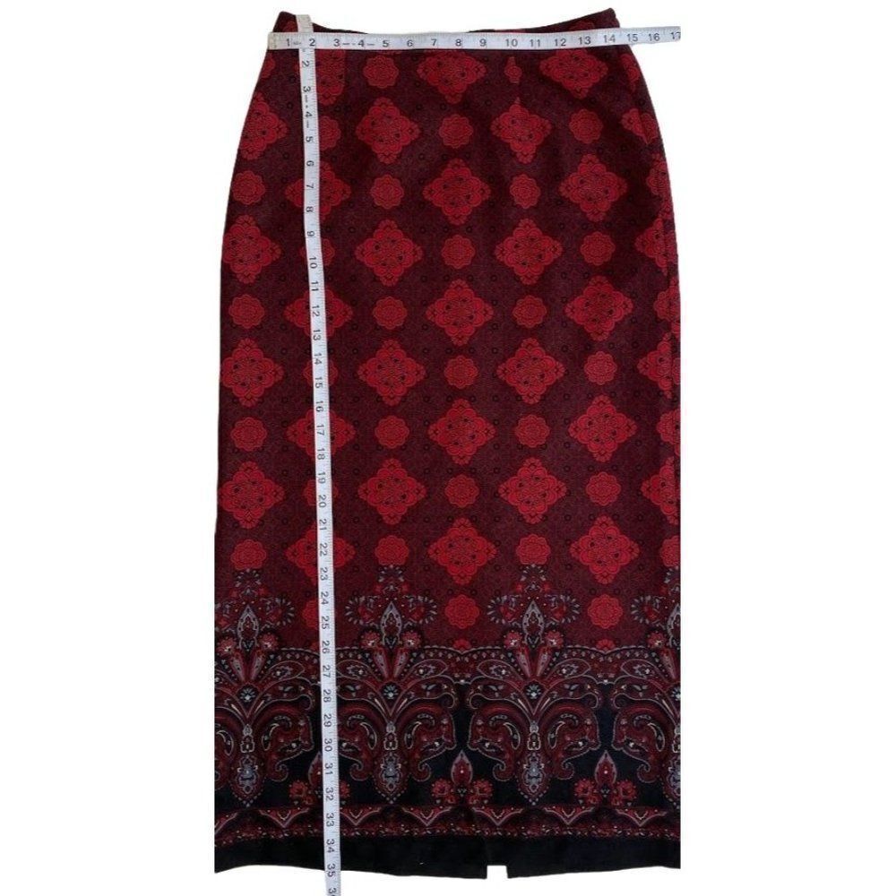 Notation Red Black Straight Skirt‎ Paisley  Walking Slit Small - Picture 4 of 7